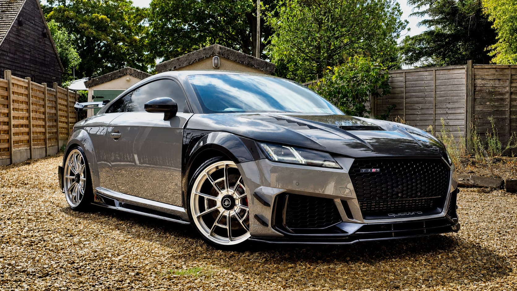 Audi TT RS with carbon bodywork and forged wheels showing a deep gloss finish after a full valet by Blue Horizon Detailing, Warwickshire