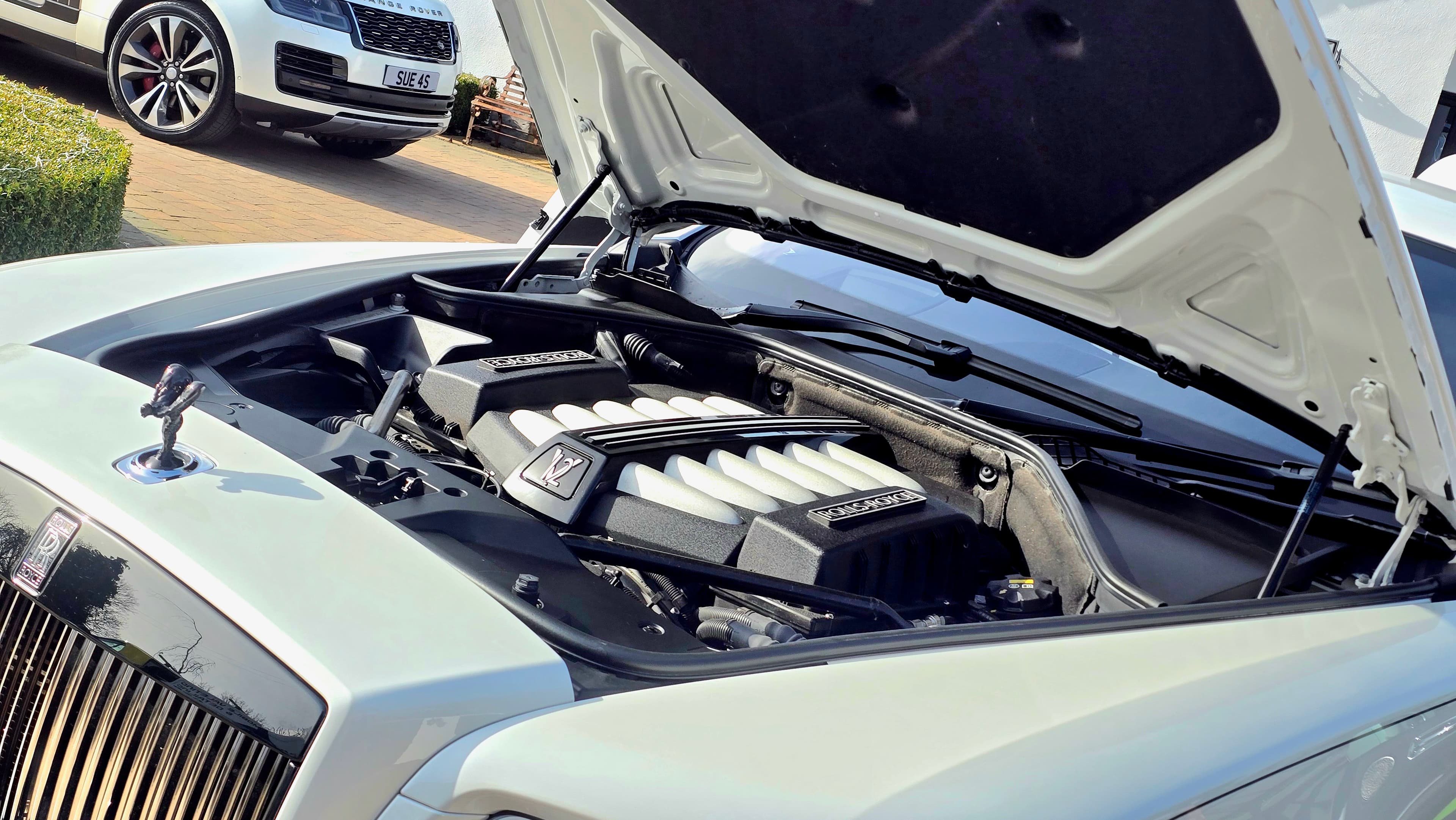 Rolls-Royce Ghost V12 engine bay detailed and cleaned by Blue Horizon Detailing — engine bay detail Warwickshire